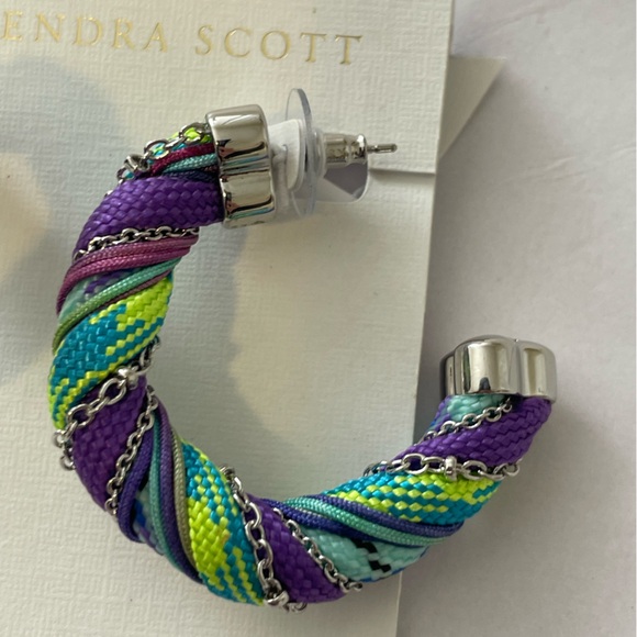 NEW Kendra Scott Masie Corded Large Hoop Earrings Silver Multicolor Pierced $98 - Picture 8 of 10